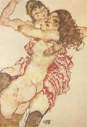 Egon Schiele Two Girls Embracing (Two Friends) (mk12) oil on canvas